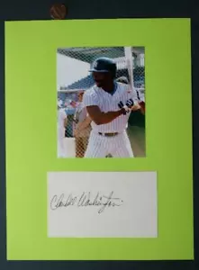 1980s New York Yankees Claudell Washington signed / autograph card & photo set-- - Picture 1 of 1