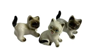 Vintage Konvolut 3 Porzellan Katze Kätzchen Figuren verspielte Kätzchen - Bild 1 von 8