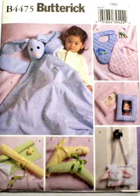 Butterick 4475 Infant Baby Bib Blanket Buddy Changing Pad & Frame Sewing Pattern - Image 1 of 2