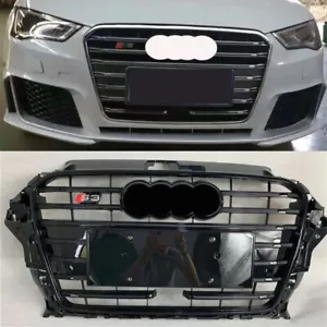 S3 Stil Full Schwarz Grill Kühlergrill Front Grill Mit ACC Für Audi A3 S3 14-16 - Bild 1 von 4