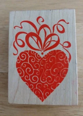 Fancy Heart #190H Wood Mounted rubber stamp by All Night Media - Image 1 of 3