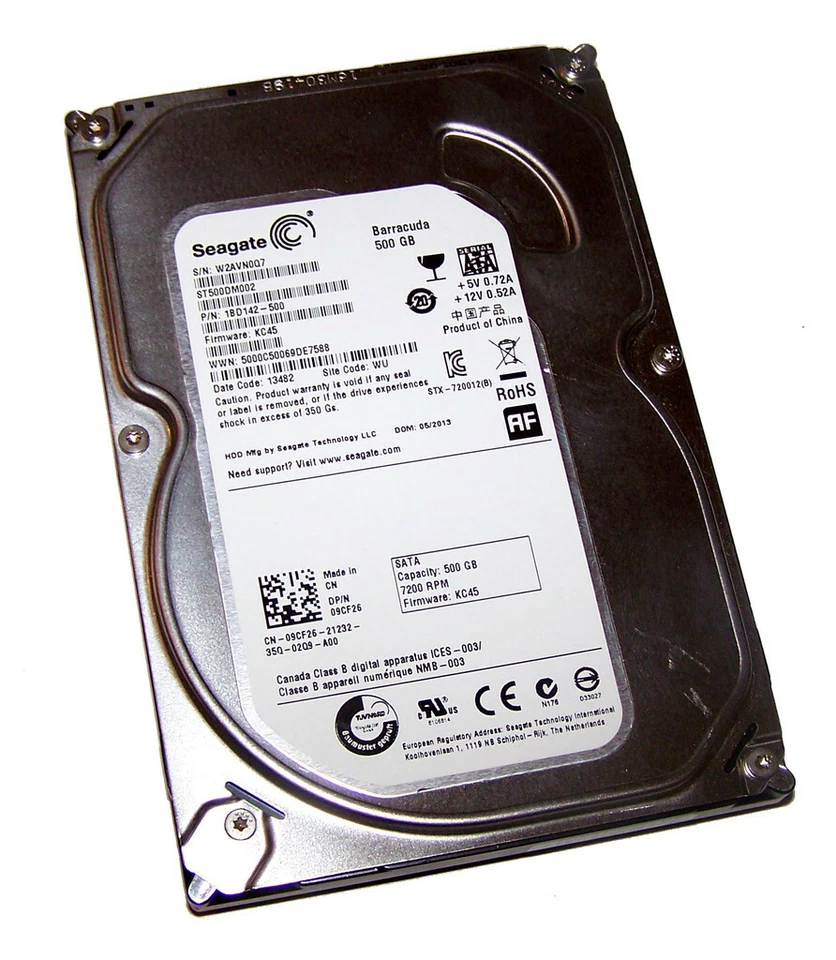 Seagate 09CF26 500GB HDD 7.2K RPM 3.5" SATA Model: ST500DM002 DP/N: 9CF26 - Image 1 of 1