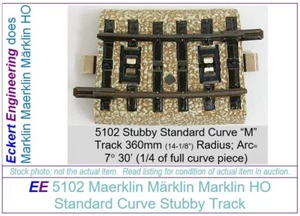 NEW 5102 Märklin HO Stubby "M" Track 1/4 Curve, Tested: below 0.1; Ohms 6ties - Picture 1 of 5