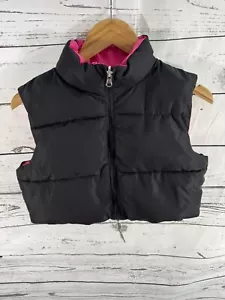 SHEIN Full Zipper Front Reversible Cropped Puffer Vest Black/Pink Youth Sz 12 - Picture 1 of 4