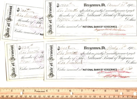 NATIONAL BANK of VERGENNES, VERMONT STATE OF VT - OBSOLETE  CHECK (1) FROM HOARD Cover