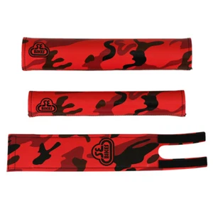 SE Racing CAMO 3 Piece vinyl BMX Bicycle Padset - RED - Picture 1 of 1
