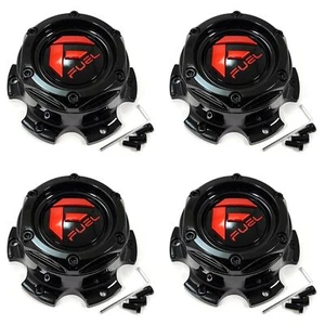 4 Fuel Off-Roads Black Center Caps for 6L D662 Ignite D663 Ignite D673 Blitz - Picture 1 of 5