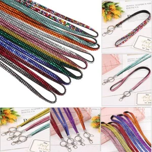 Badges Card Holder Retractable Crystal Hanging Rope Necklace Lanyard Neck Strap - Photo 1 sur 16