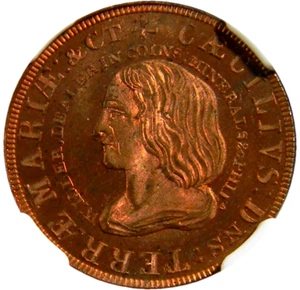 Token de centavo Philadelphia PA 1860 William Idler Baltimore NGC como nuevo 65 rojo (09-5) - Imagen 1 de 4