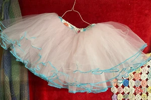 Moo Boo's 4T Tutu Pale Pink with Light Blue Trim and Polka Dot Covererd Waist - Picture 1 of 4