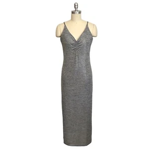 David Lerner Vintage Y2K Metallic Silver Gray Maxi Dress Gown Womens Medium - Picture 1 of 12