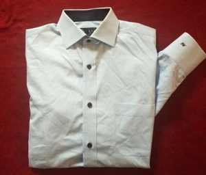 ENZO CUSTOM CLOTHIERS Contrast Cuff AG" Cotton Button Down Shirt L SLIM FIT EUC - Picture 1 of 11