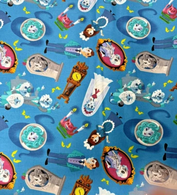 Disney Halloween HAUNTED MANSION Wedding Leota Ghosts Characters Blue Fabric - Image 1 of 4