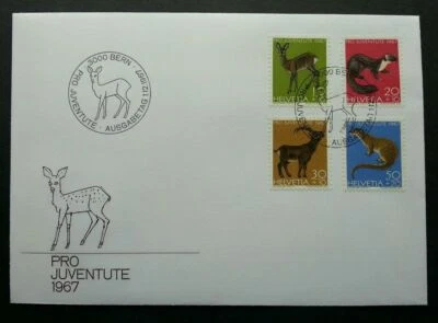[SJ] Switzerland Pro Juventute 1967 Deer Fauna Animal (stamp FDC) - Image 1 of 4