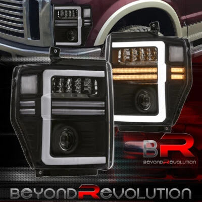 For 2008-2010 F250 F350 F450 LED DRL Projector Sequential Signal Headlight Black - Image 1 of 4