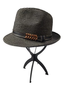 Fedora Straw Hat By Jhats Black Woven For Men - Picture 1 of 6