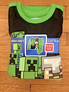 Minecraft Mojang 2 Piece Sleepwear PJ Set Green Pajamas Size 4-5 Video Game Kids - Picture 1 of 5