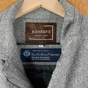 Patrick James Coat Mens Large Gray Herringbone Loro Piana Storm System Cashmere - Picture 1 of 16