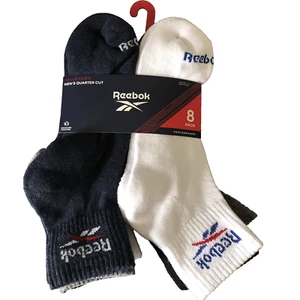 Reebok Socks Men’s 6-12.5 Black/White/Blue/Gray Quarter Cut Performance 8 Pairs - Picture 1 of 4