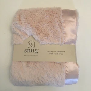 NEW SNUG Baby Blanket with Satin Trim Edges Pink Cozy Baby Gift - Picture 1 of 9