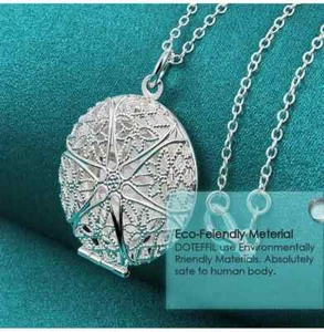 925 SILBER pl. Medaillon zum öffnen Medallion Herz mit Halskette Neu - Foto 1 di 8