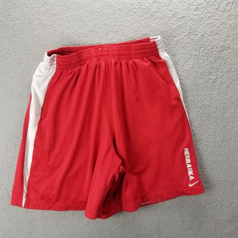 Vintage Nike Team Nebraska Huskers Sewn Shorts Adult XXL Red Embroidered Cover