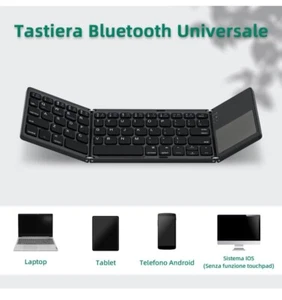 Tri-Tastiera Wireless Pieghevole Portatile con Touchpad per Dispositivo Mobile - Foto 1 di 6