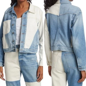 Neu mit Etikett Jonathan Simkhai Emma Colorblock Jeansjacke Large - Bild 1 von 7