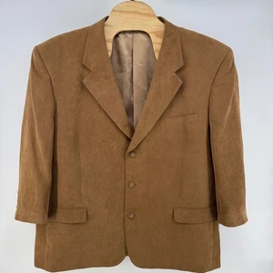 Mens Comfort Zone Brown Corduroy Blazer Jacket Size 58R 3 Button Coat - Picture 1 of 11