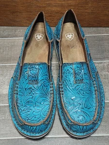 ARIAT Damen Cruiser Bootsschuh 7. 5B gebürsteter Türkis floral geprägt - Bild 1 von 12