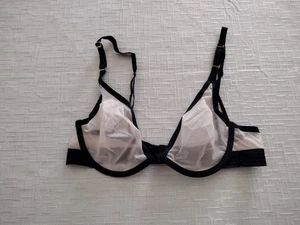 Reggiseno Tell Tale nero beige tuffo coppa trasparente ferretto chiusura beige sfoderato 36B - Foto 1 di 5