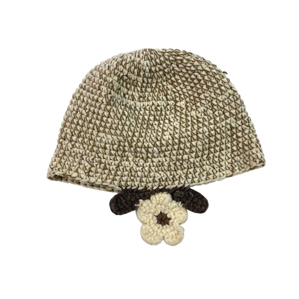 Gorro para mujer Scala Collection marrón crema tejido suave acento floral Foto 1 de 4