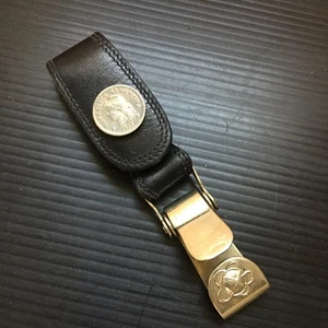 Vintage Rare 1938 Argentina Coin Leather Belt Clip / Keyring 4.5"L x1"W - Picture 1 of 5