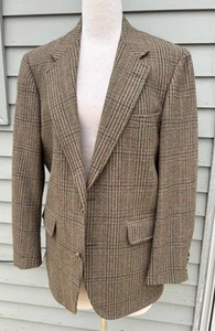 The Andover Shop Vtg Blazer Sport Coat Plaid Glen Check Brown Green 42 43 44 - Picture 1 of 11
