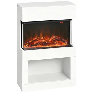 HOMCOM Chimenea Eléctrica Blanco 3D Efecto Llama 1000-2000W Termostato Ajustable - Imagen 1 de 11