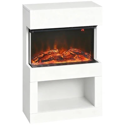 HOMCOM Electric Fireplace White 3D Flame Effect 1000-2000W Adjustable Thermostat - Image 1 of 4