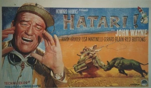 "HATARI" Affichette originale belge entoilée 1962  (Howard HAWKS / John WAYNE) - Imagen 1 de 1