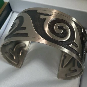 Brazalete ancho geométrico suroeste plata níquel macizo Bell Trading de colección - Imagen 1 de 13