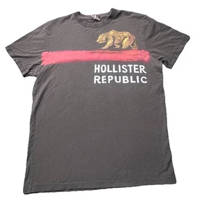 T-shirt uomo vintage Hollister Republic marrone stampa grafica taglia S - Foto 1 di 7