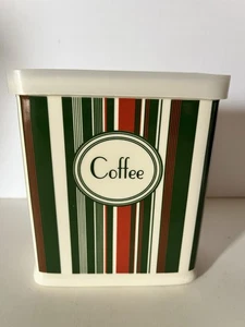 "Bote de café MCM óxido y rayas verdes cerámica plástico tapa rectangular 6,75""" - Imagen 1 de 8