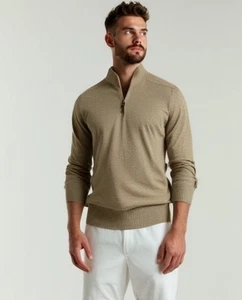 SmartWool 1/2 Zip Sweater Mens XL Toasted Coconut Brown NWT List $110 - Picture 1 of 9