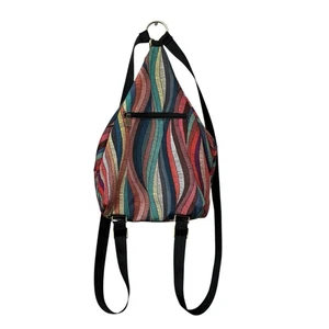 Black Butterfly Backpack Shoulder Bag Purse Multicolored Convertible Pouch Wavy - Picture 1 of 10