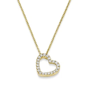 Collier Herz aus 750 Gold Gelbgold mit 22 Diamant-Brillanten 0,16 ct. TW-SI 42cm - Picture 1 of 2