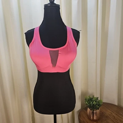 Flex Own It Pink Racerback Sports Bra Large Padded With Mesh Inserts - Image 1 of 2