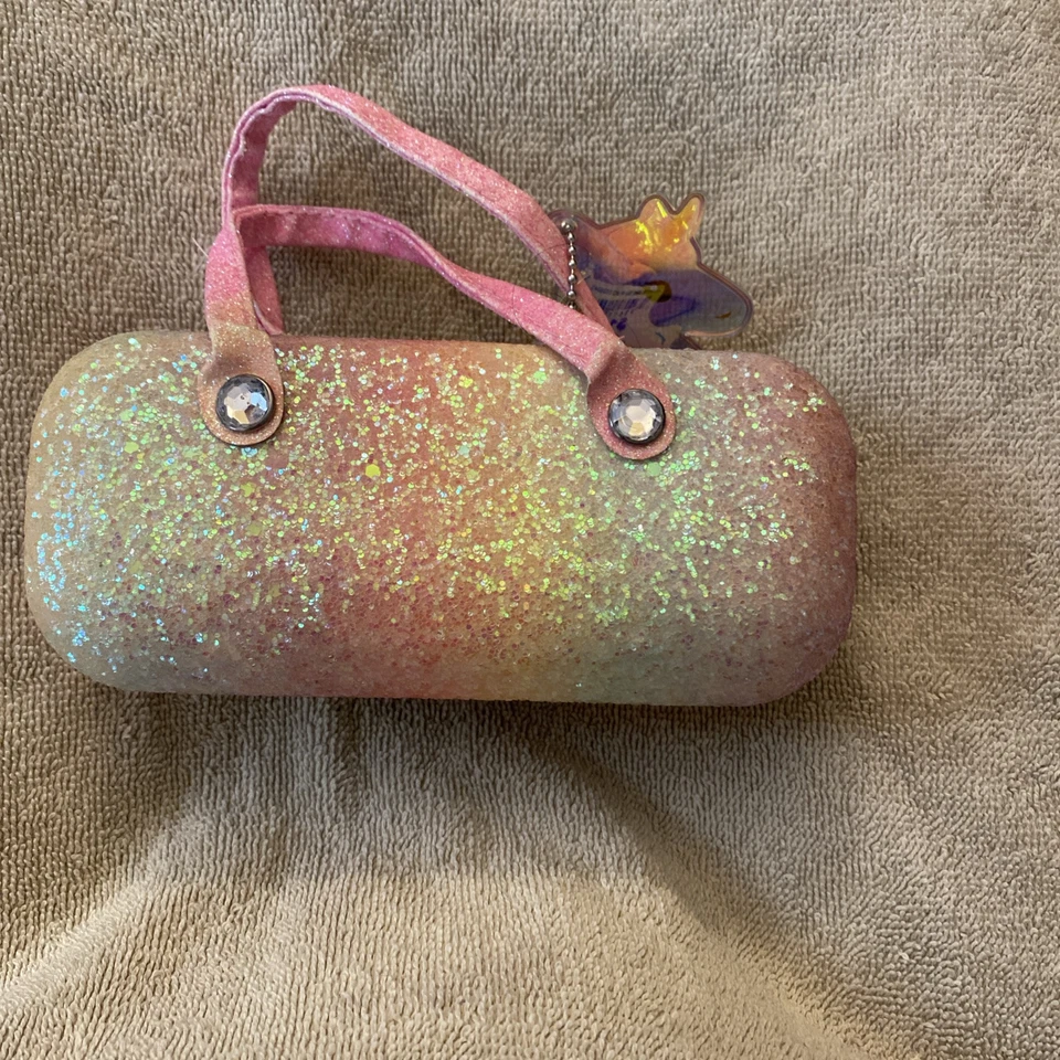 Estuche para gafas arco iris brillo. Cadena unicornio Foto 1 de 4
