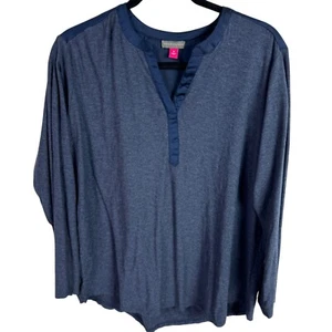Vince Camuto Women's Top Size 1X Blue V-Neck Long Sleeves - Picture 1 of 7