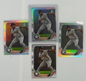 Lot (4) 2019 Bowman Draft Chrome Cristian Javier Refractor + Base RC Astros - Picture 1 of 6