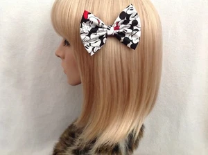 Mickey Mouse hair bow clip rockabilly pin up disney cute minnie girls black - Foto 1 di 2
