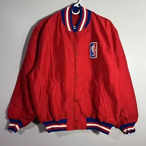 Vintage Starter NBA Logo Basketball Red Snap Varsity Bomber Jacket Mens Large - Bild 1 von 7