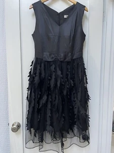 SIMPLY COUTURE Size Small Dress Black Cotton & Polyester Tulle Overlay V Neck - Picture 1 of 7